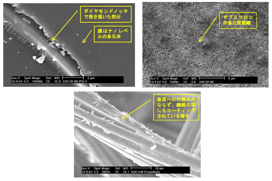 水の触媒（WaterCatalyst）コーティング膜のSEM写真